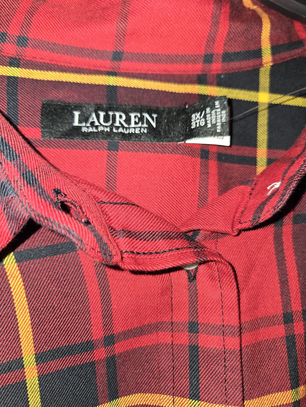 Ralph Lauren Red Black Yellow Plaid Button-Up Shirt, Size 3X - Picture 3 of 4